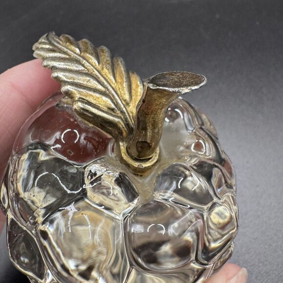 Vintage Heavy Crystal and Brass Grape Cluster Paperweight Art Piece - Picture 7 of 10